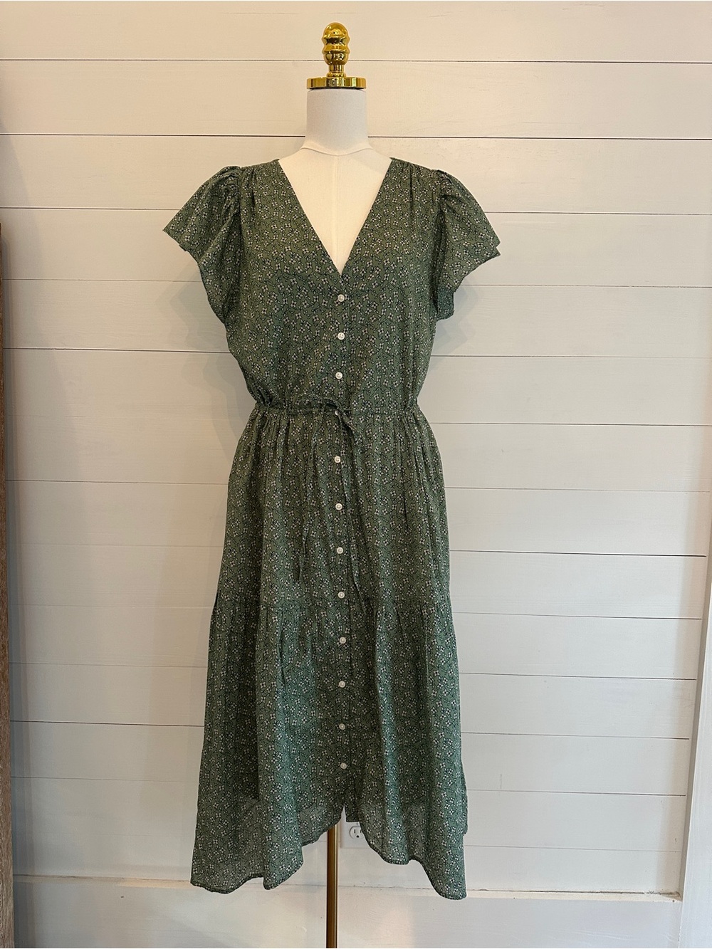 Trovata Birds of Paradis Green Floral Tiered Kristi Midi Dress